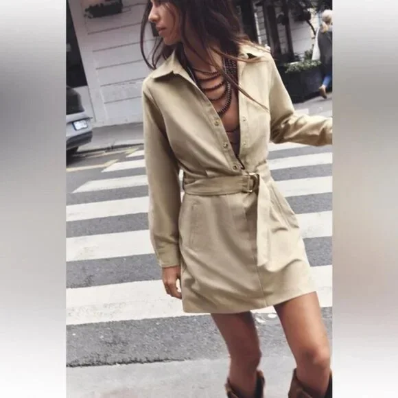 ZARA FAUX SUEDE MINI DRESS - Picture 1 of 7